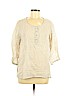 Eileen Fisher 100% Linen Tan 3/4 Sleeve Henley Size M - photo 1