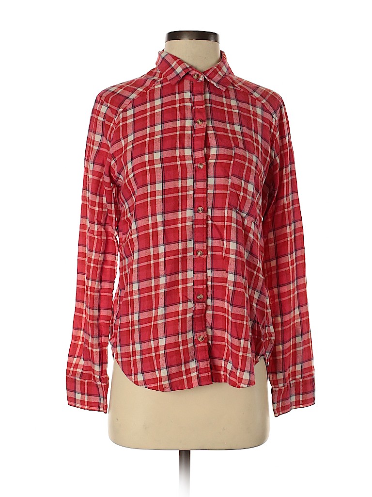 Hollister 100% Cotton Red Long Sleeve Button-Down Shirt Size S - photo 1