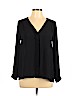H&M 100% Polyester Black Long Sleeve Blouse Size 6 - photo 1