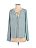 Lush 100% Polyester Blue Long Sleeve Blouse Size S - photo 1
