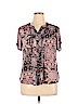 Sara Michelle 100% Polyester Black Short Sleeve Blouse Size XL (petite) - photo 1