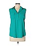 Ann Taylor LOFT 100% Polyester Blue Sleeveless Blouse Size L - photo 1