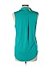 Ann Taylor LOFT 100% Polyester Blue Sleeveless Blouse Size L - photo 2