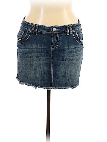 Hydraulic Denim Skirt (view 1)