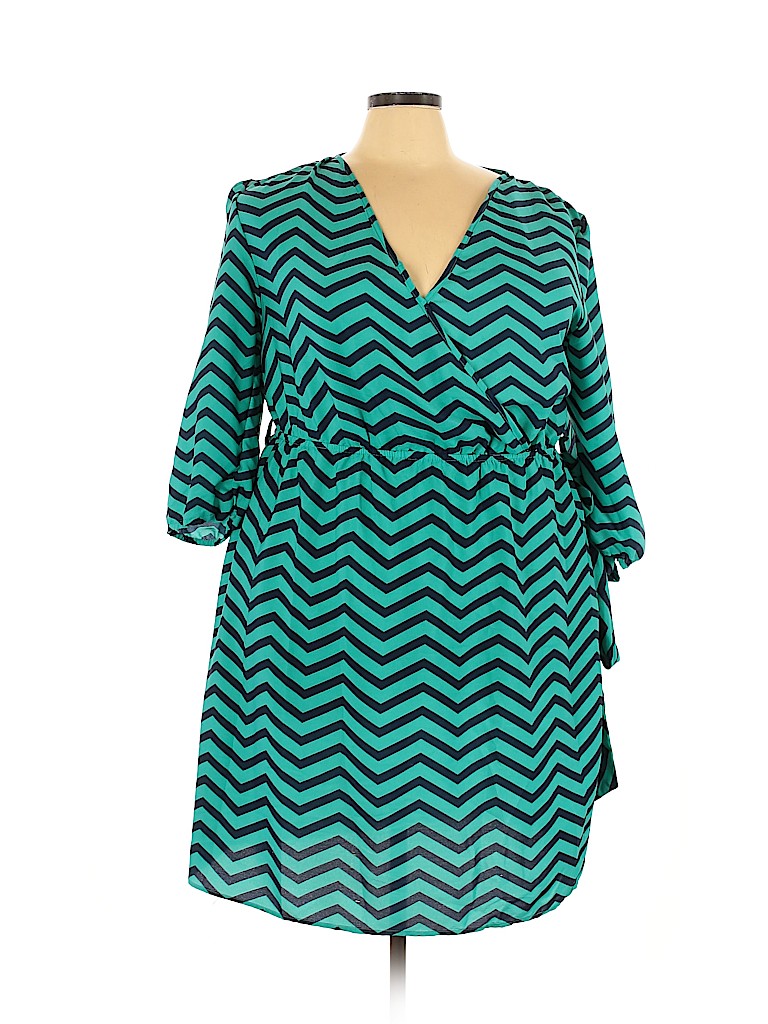 Indulge 100% Polyester Green Casual Dress Size 2X - photo 1