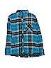 Justice Plaid Blue Long Sleeve Button-Down Shirt Size 7 - photo 1