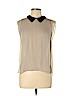 L'Agence 100% Silk Tan Short Sleeve Silk Top Size 6 - photo 1