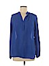 Carlisle 100% Silk Blue Long Sleeve Silk Top Size 8 - photo 1