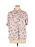 Cj Banks 100% Rayon Pink Short Sleeve Button-Down Shirt Size 1X - photo 1