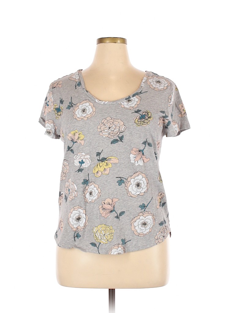 Ann Taylor LOFT Outlet 100% Cotton Gray Short Sleeve T-Shirt Size XL - photo 1