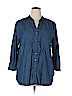 Khakis & Co 100% Cotton Blue 3/4 Sleeve Button-Down Shirt Size XL - photo 1
