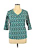 Rafaella 100% Cotton Teal Short Sleeve Top Size 1X - photo 1