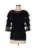 FUZZI 100% Polymide Black 3/4 Sleeve Top Size M - photo 1