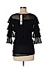 FUZZI 100% Polymide Black 3/4 Sleeve Top Size M - photo 2