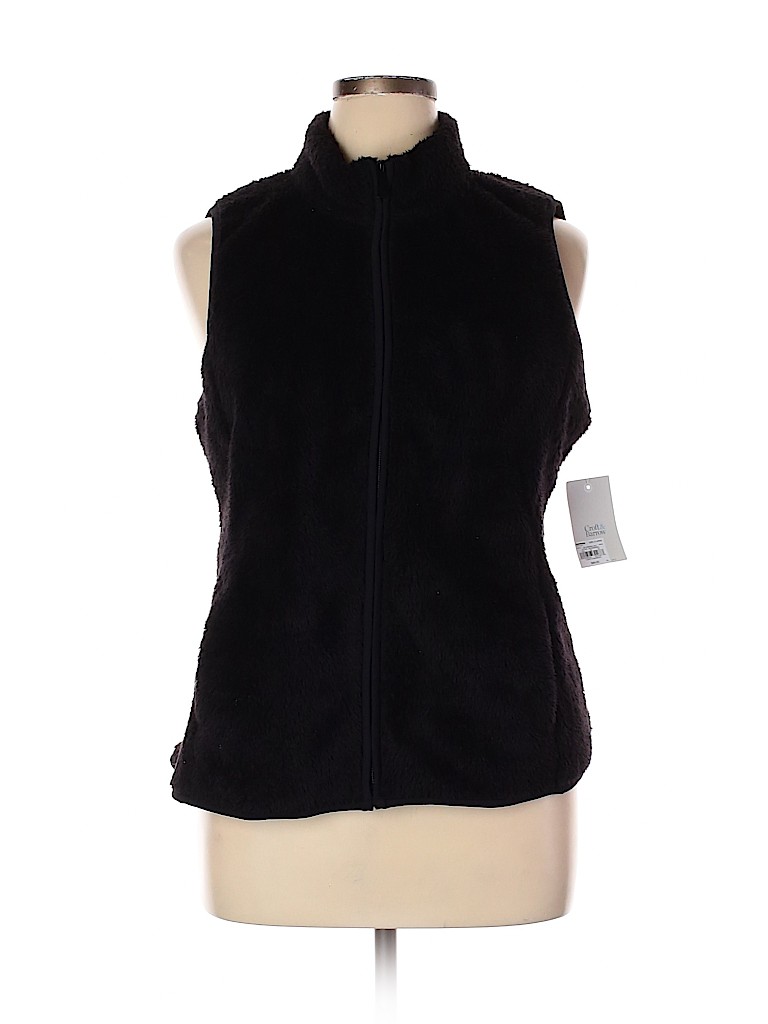 Croft & Barrow 100% Polyester Black Faux Fur Vest Size XL - photo 1