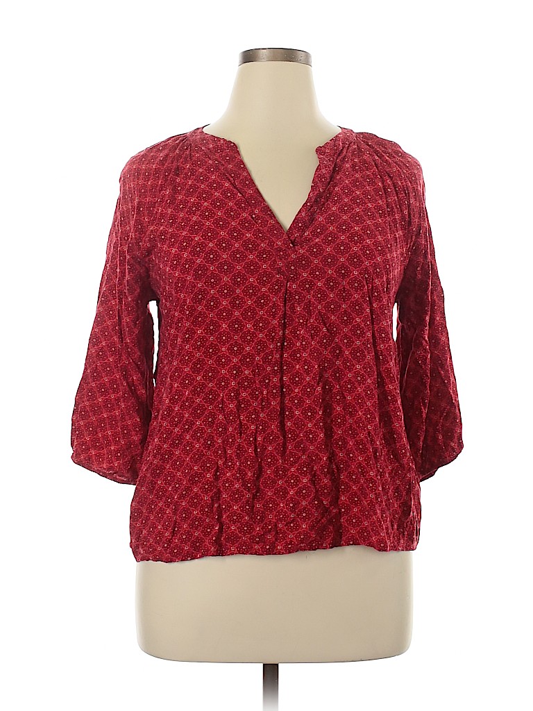 SONOMA life + style Plus 100% Polyester Red 3/4 Sleeve Blouse Size XL - photo 1