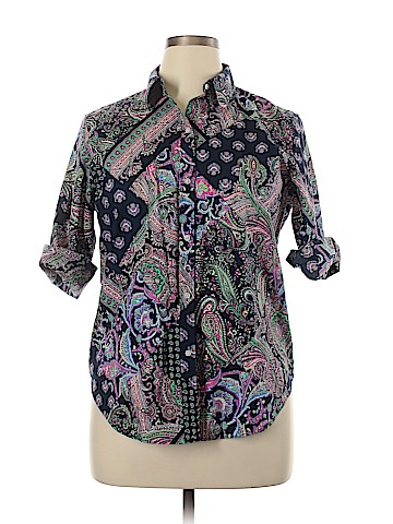 Lauren by Ralph Lauren 3/4 Sleeve Button-Down Shirt (view 1)