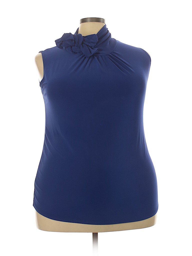J.M. Fleurette Blue Sleeveless Top Size 3X - photo 1