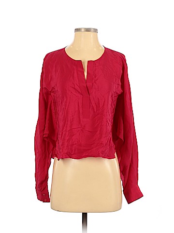BCBGMAXAZRIA Long Sleeve Silk Top (view 1)