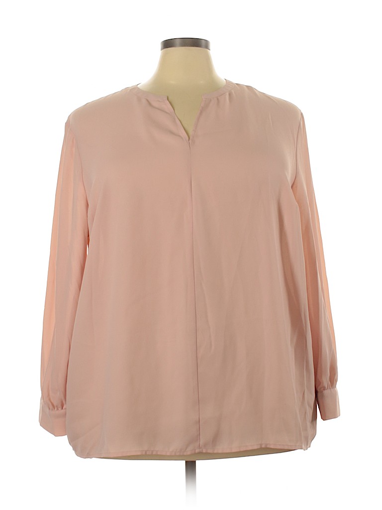 Ava & Viv 100% Polyester Pink Long Sleeve Blouse Size 3X - photo 1