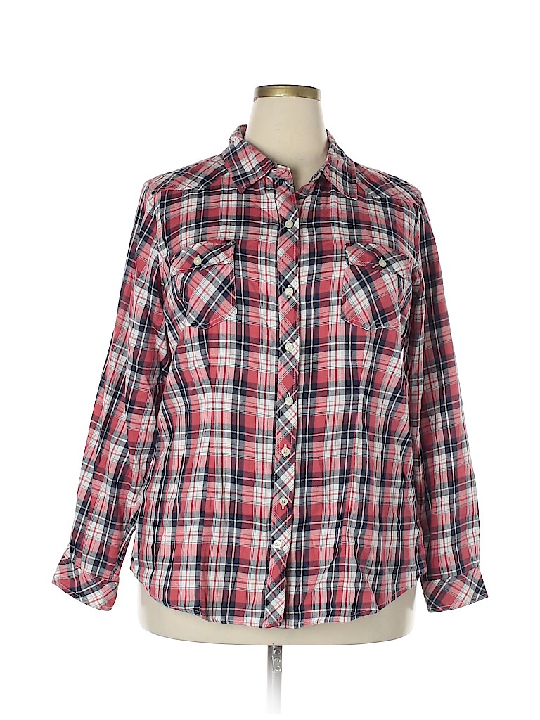Torrid 100% Cotton Red Long Sleeve Button-Down Shirt Size 2X Plus (2) - photo 1