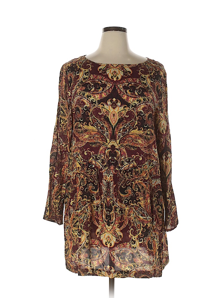 J.jill 100% Rayon Yellow Long Sleeve Blouse Size XL - photo 1