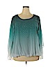 Alfani 100% Polyester Teal Long Sleeve Blouse Size 2X - photo 1