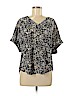 Lush 100% Polyester Black Short Sleeve Blouse Size M - photo 1