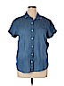 So Soon 100% Cotton Blue 3/4 Sleeve Button-Down Shirt Size XL - photo 1