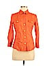 Theory 100% Cotton Orange 3/4 Sleeve Button-Down Shirt Size M - photo 1