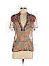 Antik Batik 100% Silk Orange Short Sleeve Silk Top Size M - photo 1