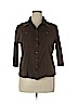 Style&Co 100% Cotton Brown 3/4 Sleeve Button-Down Shirt Size 1X - photo 1