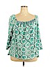 New Directions 100% Rayon Green 3/4 Sleeve Top Size XXL - photo 1