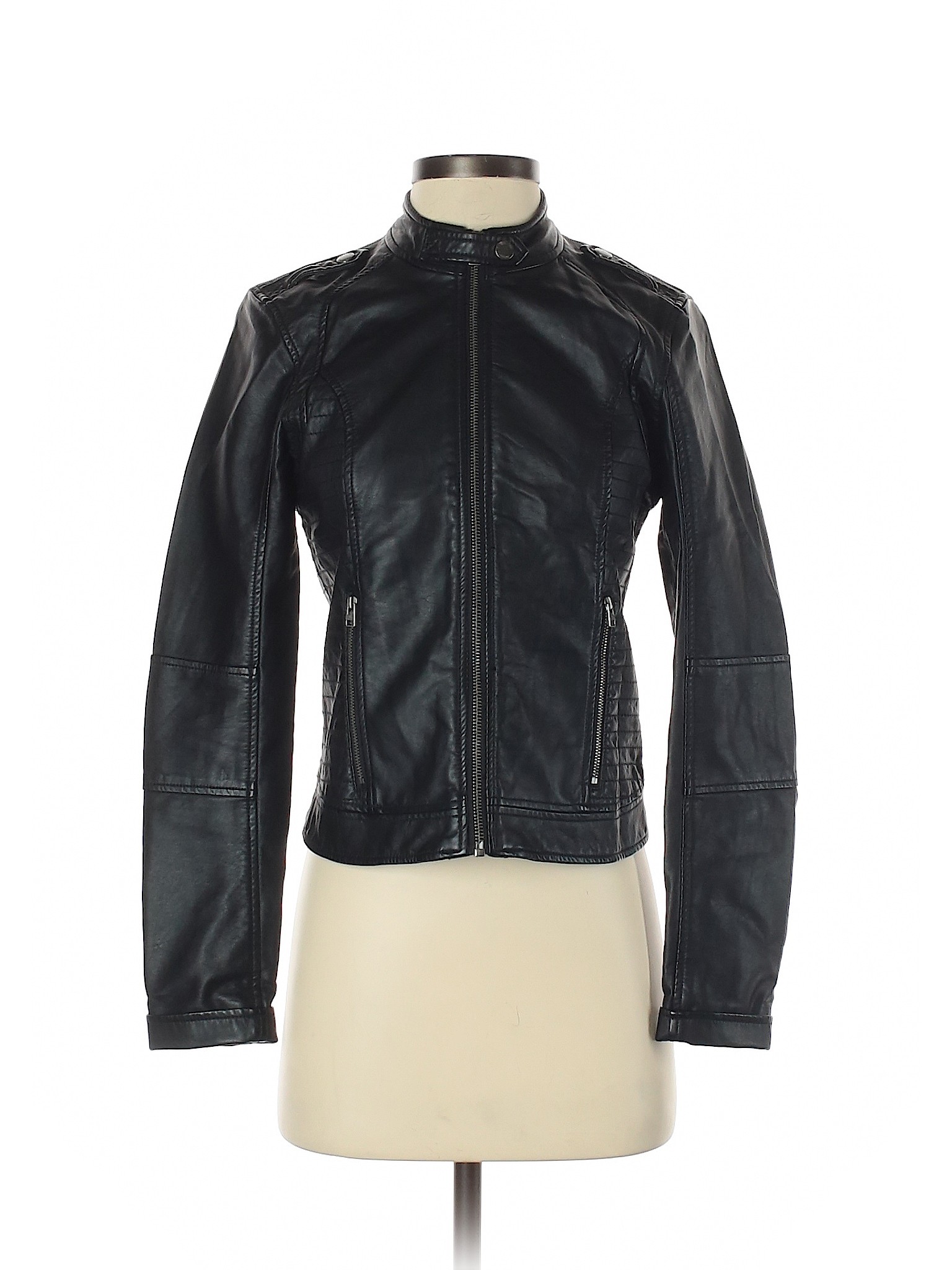 hollister black leather jacket