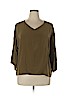 Everlane 100% Silk Green 3/4 Sleeve Silk Top Size 16 - photo 1