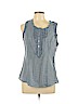Drew 100% Cotton Blue Sleeveless Button-Down Shirt Size L - photo 1