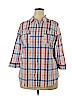 Croft & Barrow 100% Cotton Blue 3/4 Sleeve Button-Down Shirt Size XXL - photo 1