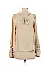 Parker 100% Silk Tan Long Sleeve Silk Top Size S - photo 1