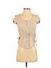 H&M 100% Cotton Tan Short Sleeve Blouse Size 2 - photo 1