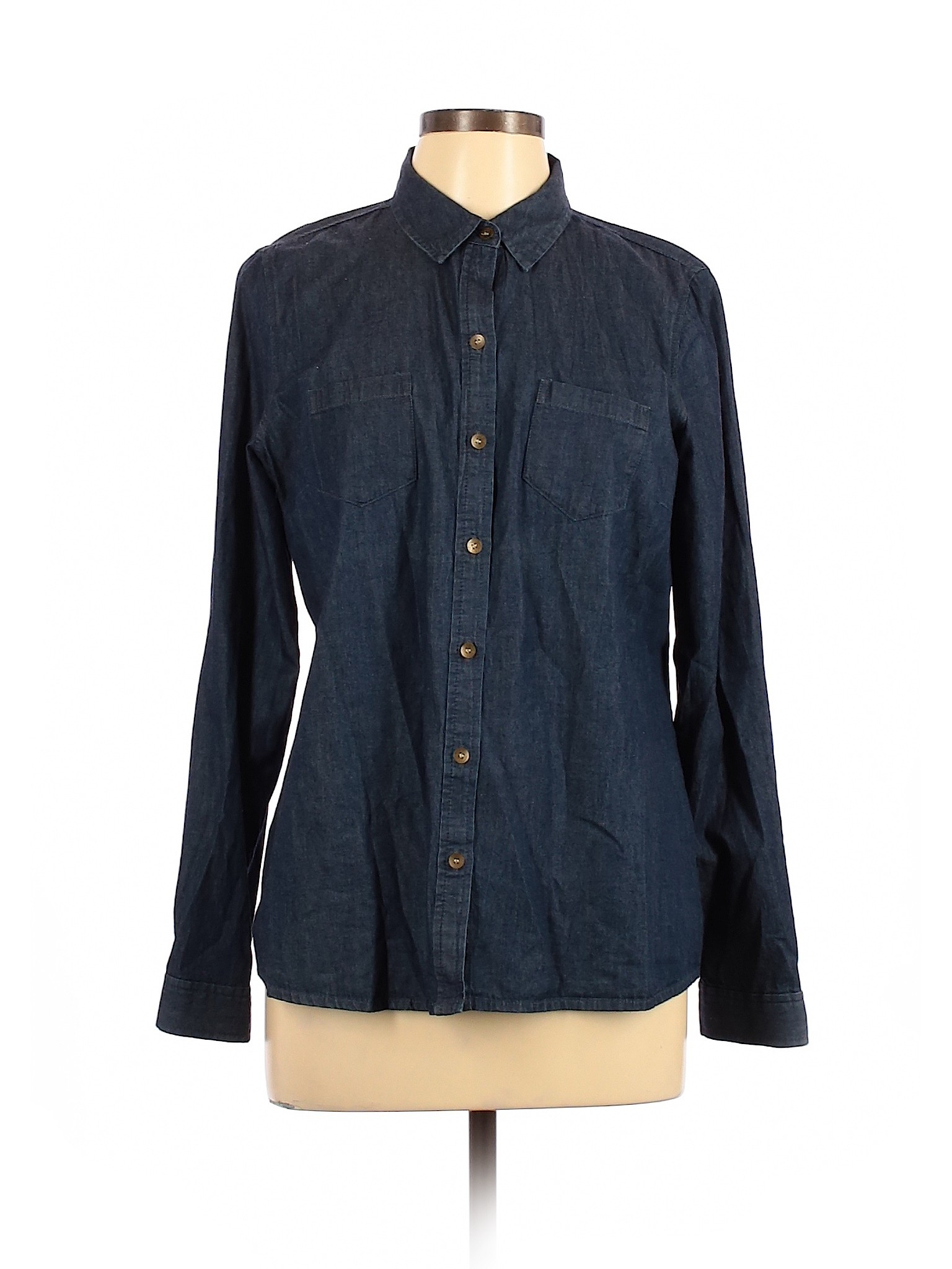 The Limited Women Blue Long Sleeve Button-Down Shirt L | eBay