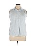 Lands' End 100% Cotton Blue Sleeveless Button-Down Shirt Size 16 (petite) - photo 1