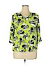 Kaari Blue 100% Rayon Green 3/4 Sleeve Blouse Size XL - photo 1
