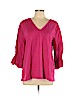 Ann Taylor 100% Cotton Pink 3/4 Sleeve Top Size L - photo 1