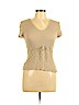 Say What? 100% Acrylic Tan Short Sleeve Top Size M - photo 1