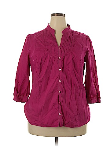 St. John's Bay Plus 3/4 Sleeve Button-Down Shirt (view 1)
