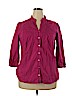 St. John's Bay Plus 100% Cotton Pink 3/4 Sleeve Button-Down Shirt Size 2X - photo 1