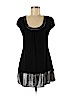 BCX 100% Polyester Black Short Sleeve Top Size M - photo 1