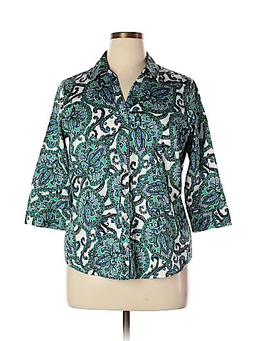 212 Collection 3/4 Sleeve Button-Down Shirt (view 1)