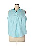 Talbots 100% Cotton Blue Sleeveless Button-Down Shirt Size 16W Petite - photo 1