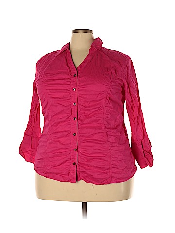 Faded Glory Plus 3/4 Sleeve Button-Down Shirt (view 1)